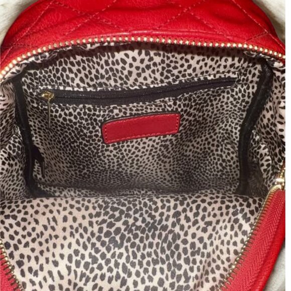 Red Quilted Leatherette Mini Backpack Purse - Picture 4 of 4